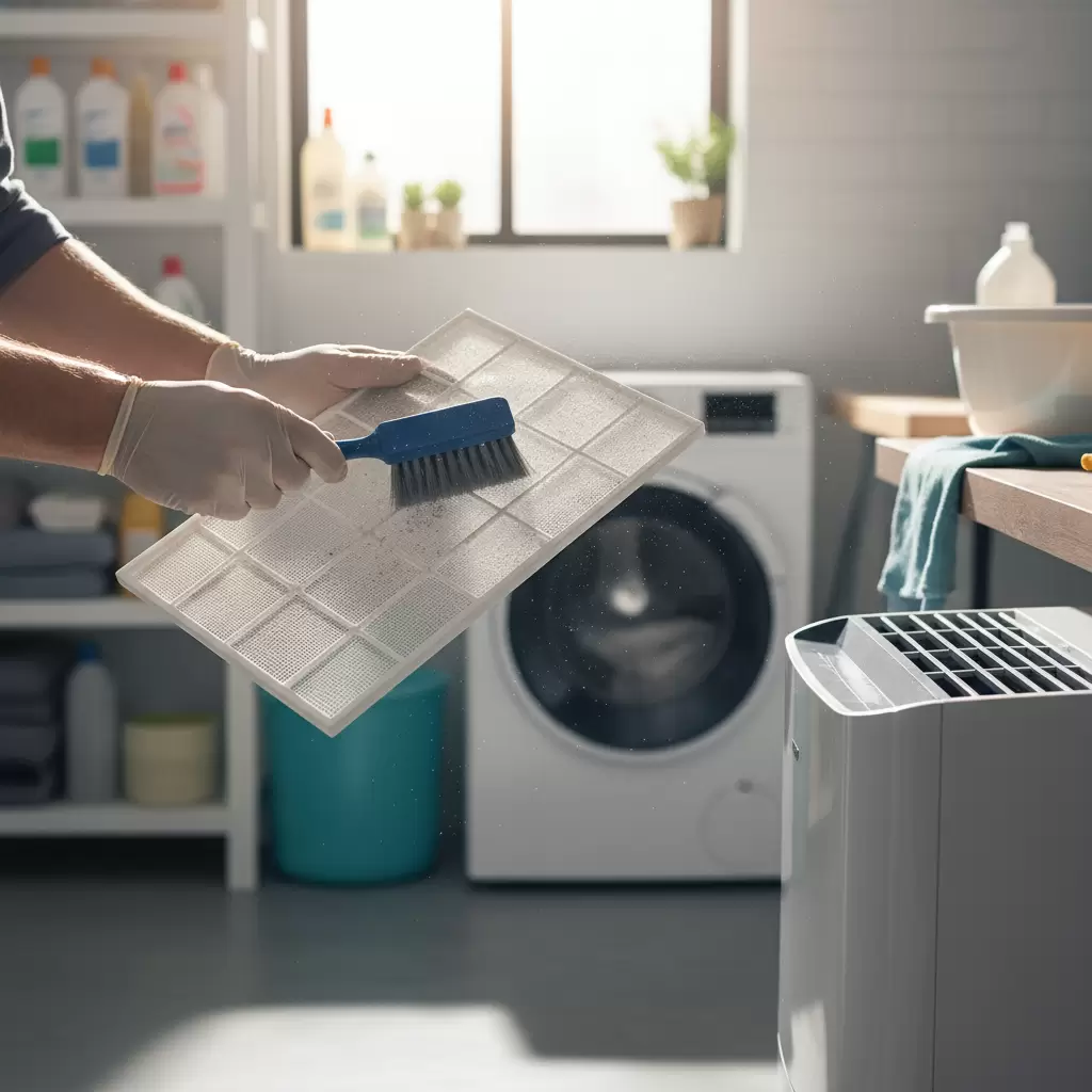 Vệ sinh bộ lọc không khí định kỳ giúp máy hút ẩm duy trì hiệu suất và đảm bảo chất lượng không khí đầu ra