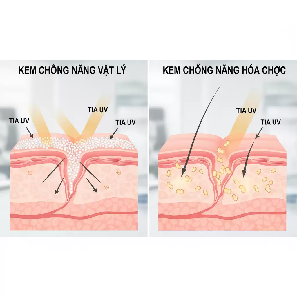 Kem chống nắng vật lý hoạt động bằng cách phản xạ tia UV an toàn hơn cho da nhạy cảm