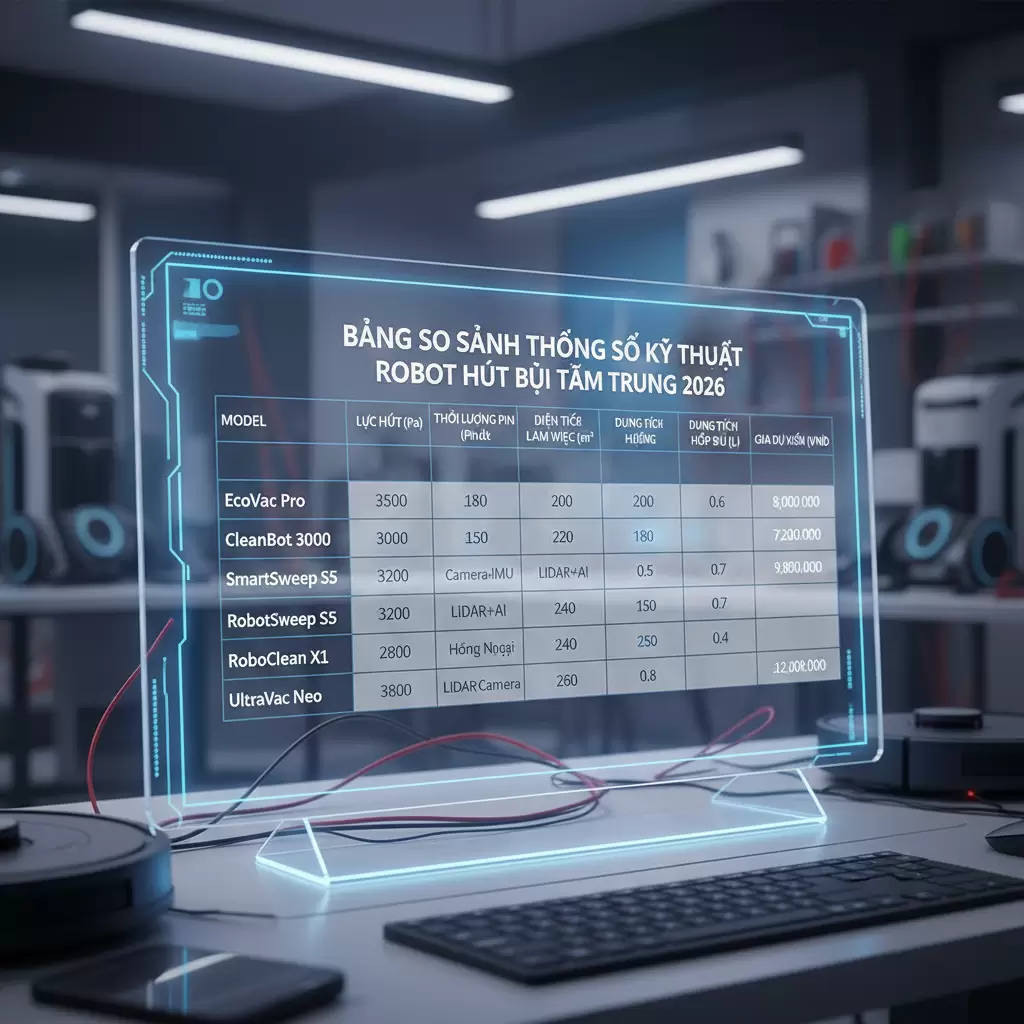 So sánh hiệu năng và tính năng của 10 mẫu robot hút bụi tầm trung nổi bật nhất năm 2026