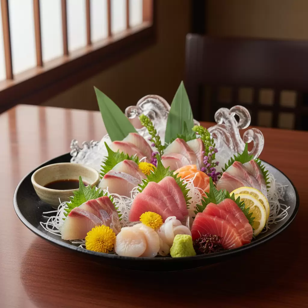 Otsukuri là nghệ thuật trình bày Sashimi đỉnh cao chú trọng vào tính thẩm mỹ và sự chính xác trong từng lát cắt