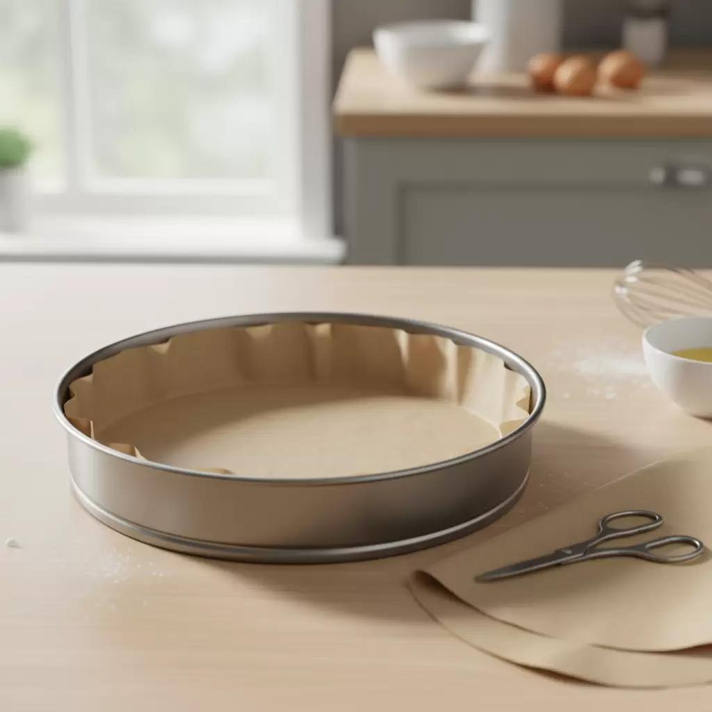 Khuôn bánh cơ bản tròn và chữ nhật và giấy nến là những vật dụng thiết yếu cho giai đoạn nướng bánh