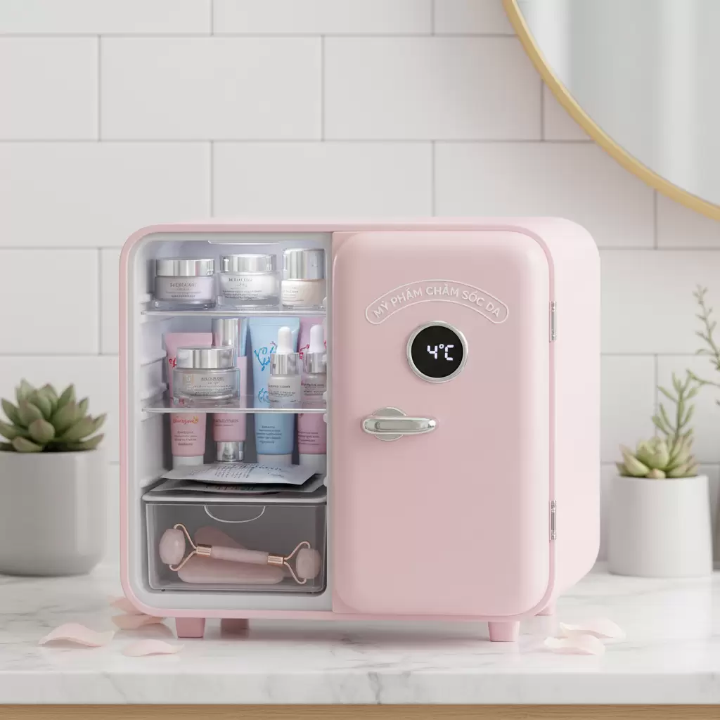 Bảo quản kem dưỡng mắt trong tủ lạnh mini chuyên dụng giúp kéo dài tuổi thọ và tăng cường hiệu quả làm dịu da