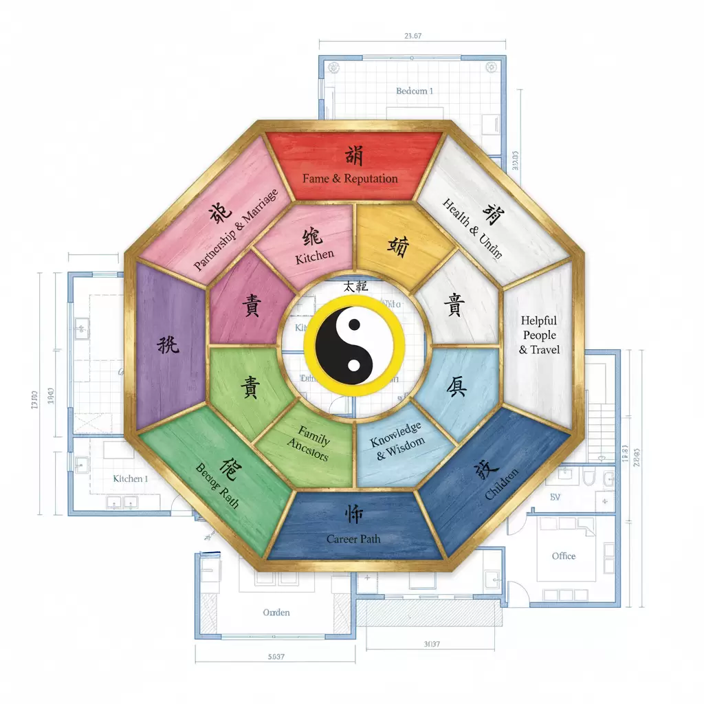Sơ đồ Bát quái giúp xác định các cung Du niên theo mệnh trạch